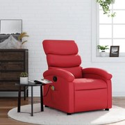 vidaXL Poltrona de massagens reclinável couro artificial vermelho