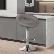 Conjunto de 2 bancos de bar Olinda em tecido e com estrutura cromada 52 x 77-97 x 47 cm Cinzento