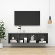 vidaXL Armário de parede para TV derivados de madeira cinzento