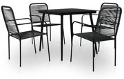 vidaXL 5 pcs conjunto de jantar p/ jardim corda de algodão e aço preto