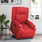vidaXL Poltrona massagens reclinável elevatória couro artif. vermelho