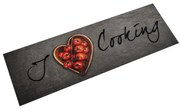 vidaXL Tapete de cozinha lavável 45x150 cm veludo texto cooking