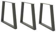 vidaXL Pés para mesa de jantar em forma de V, 3 peças, antracite, 80x(72-73,3) cm, aço