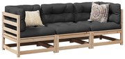 vidaXL 3 pcs conjunto sofás de jardim madeira de pinho maciça