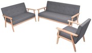 Conjunto de sofás 3 pcs tecido cinzento escuro