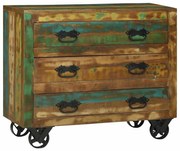 vidaXL Aparador com 3 Gavetas 80x30x65 cm Madeira Sólida Recuperada