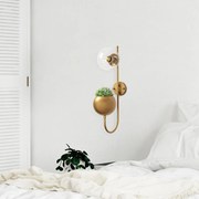 Aplique de Parede Pot – Ouro Brilhante – 15 x 23 x 61 cm