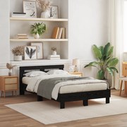 Estrutura de Cama Sólida Carvalho Preto Madeira Sólida 120 x 200 cm