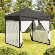 Tenda para festas dobrável com paredes laterais 2x2 m antracite
