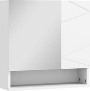 kleankin Armário de parede com espelho para casa de banho armário de arrumação 2 portas 55 x 17 x 55 cm branco | Aosom Portugal