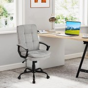 Cadeira de escritório ergonómica com apoio para os braços respirável e ajustável em altura com rodas Cinzento