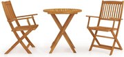 vidaXL 3 pcs conjunto jantar dobrável p/ jardim madeira acácia maciça