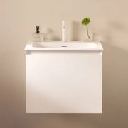 Conjunto De Móvel De Casa De Banho Suspenso Em Madeira Com Lavatório Integrado Macrae Branco & Sem Espelho & Branco ↑20 - Sklum