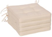 Outsunny Conjunto de Almofadas para Cadeiras de Jantar 42x42x5 cm Jogo de 4 Peças Almofadas para Cadeiras de Jardim Impermeáveis Creme