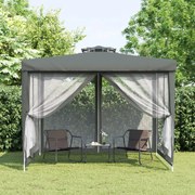 VidaXL Gazebo com telhado duplo 3x3x2,68 m tecido antracite
