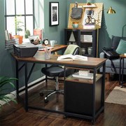 Secretária de computador em forma de L 149 x 149 x 75 cm Castanho Vintage-preto