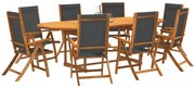 vidaXL 9 pcs conjunto de jantar para jardim acácia maciça e textilene