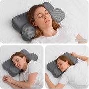 vidaXL Travesseiro para o Pescoço Cinzento 58 x 36 x 13 cm Poliéster