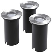 vidaXL Iluminação LED p/ piso exterior, 3 pcs, redondo