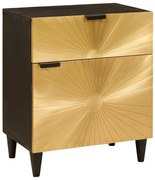 vidaXL Mesa-de-cabeceira com gaveta Preto e Ouro 50 x 33 x 60 cm