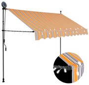 Toldo retrátil manual com LED 300 cm amarelo e azul