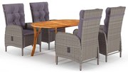 vidaXL 5 pcs conjunto de jantar para jardim cinzento