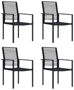 vidaXL Cadeiras de jardim 4 pcs vime de PVC preto