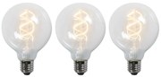 Conjunto de 3 Lâmpadas LED E27 Filamento Torcido G95 Transparente 5W 400lm 2200K