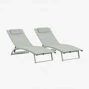 Pack De 2 Espreguiçadeiras Reclináveis Em Alumínio Com Almofada Dulem Verde Cáqui - Sklum
