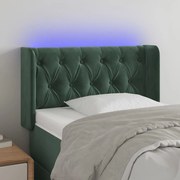 Cabeceira cama c/ luzes LED veludo 83x16x78/88 cm verde-escuro