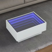 vidaXL Mesa de centro c/ LEDs 70x50x30 cm derivados de madeira branco
