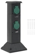 vidaXL Coluna de tomadas p/ exterior 4 vias 16x16x39,5 cm preto/verde