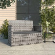 vidaXL Banco de jardim com almofadões 105 cm vime PE cinzento