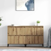 vidaXL Aparadores 2 pcs Carvalho Artesanal 60 x 35 x 70 cm