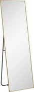 HOMCOM Espelho Corpo Inteiro Retangular 50x160 cm Dourado de Pé Ou Fixado | Aosom Portugal