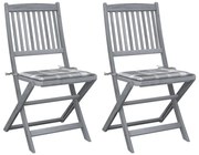 vidaXL Cadeiras exterior dobráveis c/ almofadões 2 pcs acácia maciça