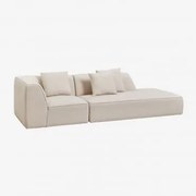 Sofá De Canto Modular Cardea De 2 Peças Com Chaise Longue Direita Estofada Chenille Beige Creme - Sklum