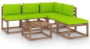 6 pcs conjunto lounge de paletes + almofadões pinho impregnado