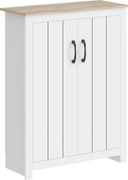 HOMCOM Sapateira 4 Níveis 12 Pares Armário para Sapatos 2 Portas e Prateleiras Ajustáveis 80x32,8x105cm Carvalho e Branco | Aosom Portugal