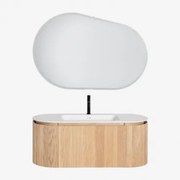 Conjunto De Móvel De Casa De Banho Suspenso Em Madeira Com Lavatório Integrado Carsone Madeira Natural & Sem Unidade Auxiliar & Oval - Sklum