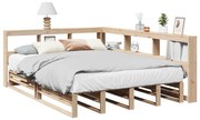 vidaXL Cama com estante sem colchão 150x200 cm pinho maciço