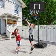 Cesta de basquete infantil 2 em 1 com altura ajustável, alvo de dardos, 6 dardos e base recheável