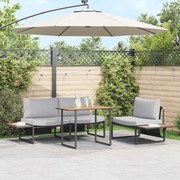vidaXL Conjunto de Jantar de Jardim de 3 Peças com Almofadas Cinza Claro