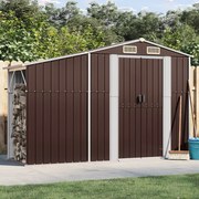 vidaXL Abrigo de jardim 277x93x179 cm aço galvanizado castanho