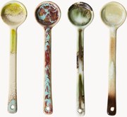 Colheres com vidrado reativo artesanal 70's, conjunto de 4
