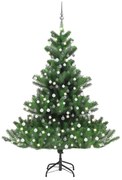 vidaXL Árvore Natal artif. luzes LED/bolas 210cm abeto caucasiano verde