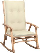 vidaXL Cadeira de baloiço com almofadão bambu