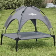 vidaXL Cama para cães com toldo tecido oxford e aço antracite
