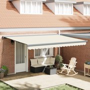 vidaXL Toldo Retrátil Creme e Cinza 400 × 300 cm Lona e Alumínio
