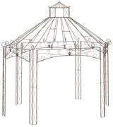 vidaXL Pavilhão de jardim 400x258x378 cm ferro castanho antigo